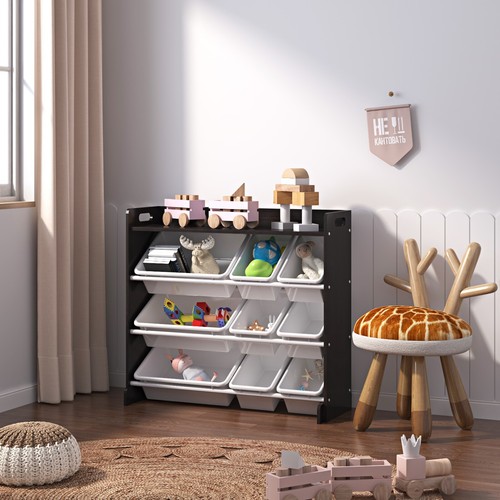 Kids Storage Wooden Unit Children's Bookshelf Toy Box 9 Cube 4 Tier Tubs Box UK - Picture 3 of 30