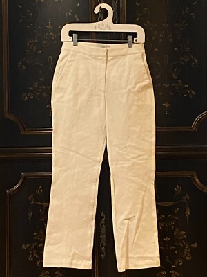 $285 Pearl by Lela Rose | Stretch Denim Cropped Pant | White | 0
