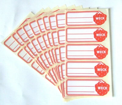 50 WECK Etiketten für Einkoch- Marmelade, Weckgläser selbstklebend ablösbar