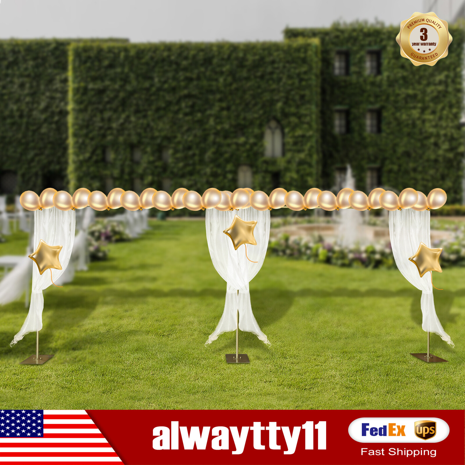 Modern Gold Steel Freestanding Backdrop Stand for Wedding Party Photography