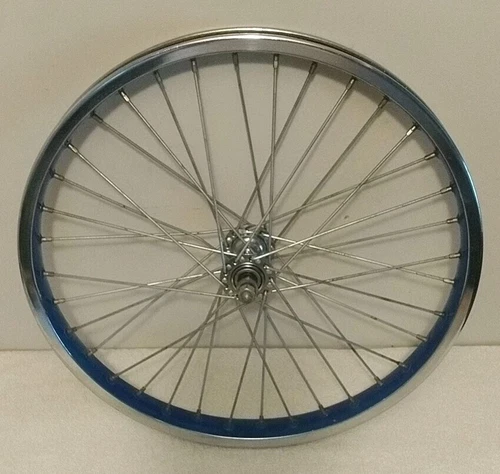 Vintage Old School BMX Wheel Blue on Chrome Heavy Duty 20" CMC Rim '83 KK Hub 