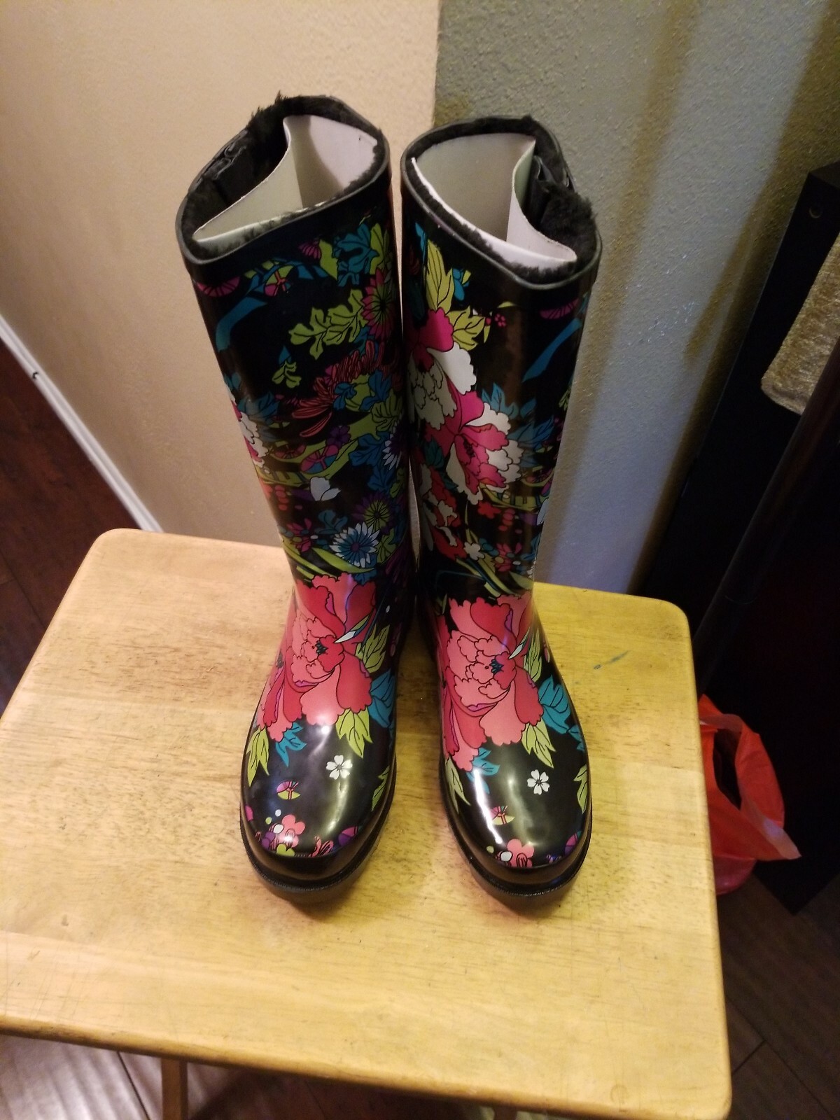 faux fur lined rain boots