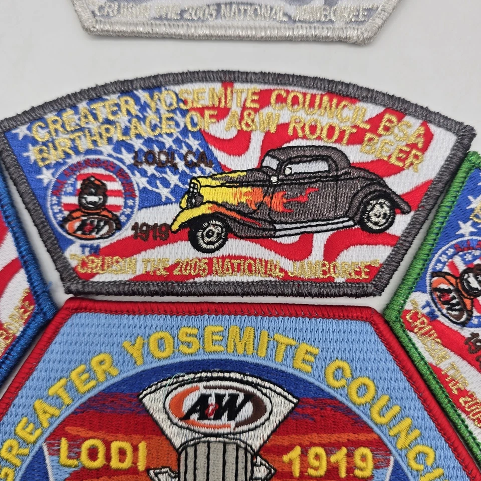 2005 BSA Boy Scout Jamboree Patch Set Cruisin A&W Yosemite NOS + Police Car Lodi - Image 4 of 4