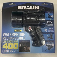Braun 400 Lumen Waterproof Rechargeable Led Spotlight Rated To Ip67 New