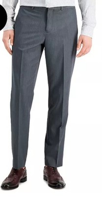 Perry Ellis Men's Gray Polyester Slim Fit Dress Pants Stretch Non-Iron 36W