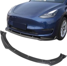 Fit Tesla Model Y Front Bumper Lip Kit Front Spoiler Wing Matte Carbon Fiber ...