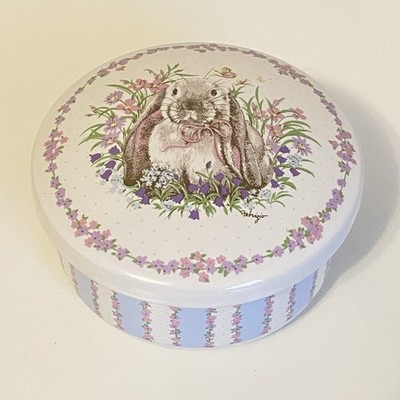 Vtg Bunny Rabbit Ceramic Trinket Box Jewelry Dish Holder Easter Spring Korea
