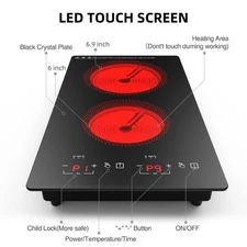 20"W 2100W Infrared Built-in Electronic Cooktop 2 Burner With Automatic Shut Off