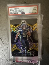 2024 Panini Mosaic Kenneth Walker III Seahawks #198 Black Gold Prizm 7/8 PSA 9