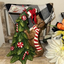 BLUE SKY CLAYWORKS CHRISTMAS FIGURINE DACHSHUND BRADLEY W/ XMAS TREE NWT 