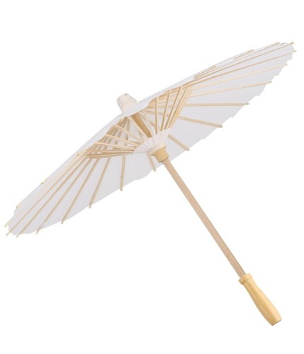 OMBRELLO BAMBU BIANCO 20 CM CARTA LEGNO SPOSA WEDDING MATRIMONIO OMBRELLINO - Foto 3 di 8
