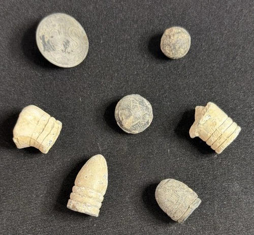 Antique 1861-1865 Civil War Union Relics Display Button & Bullet Collection