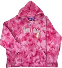 Vintage Disney Winnie the Pooh Fleece Hoodie Pink Tie Dye 1/4 Zip Women Size 2XL