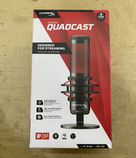 HyperX QuadCast USB Condenser Mic Black/Red Shock Mount Tap-to-Mute Pop