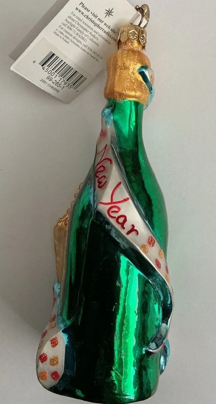 Christopher Radko 2001 Cheers Blown Glass Ornament Happy New Year Celebrate Tag