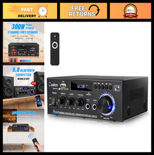 300W 2-Channel Bluetooth Stereo Audio Amplifier, High Power Home Sound System