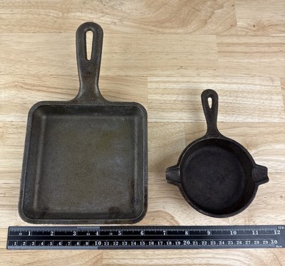 Lodge 5WS 5.5-Inch Square Cast Iron Skillet W/ Frying Pan Lot of 2 USA Made