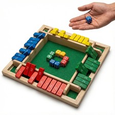 Shut The Box Dice Game, 2-4 Players Wooden Math Shut The Box Game, Fun Family...