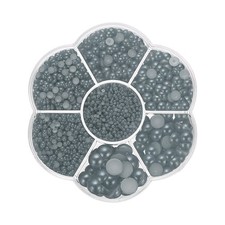 5645Pcs Pearls Beads for Crafting, 7 Sizes Beads, Dark Silver Gray