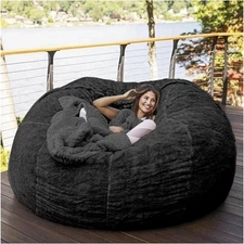 Bean Bag, Big Huge Giant Bean Bag Chair for Adults, (No Filler), Black