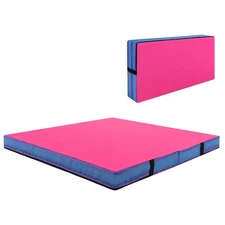 4'x4'x4" Bi-Folding Gymnastic Tumbling Mat W/Handles for Home Gym Yoga MMA Pink