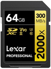 Professional 64GB SDXC 2000X UHS II Read 300mb Write 260mb 4K Memory Card LS...