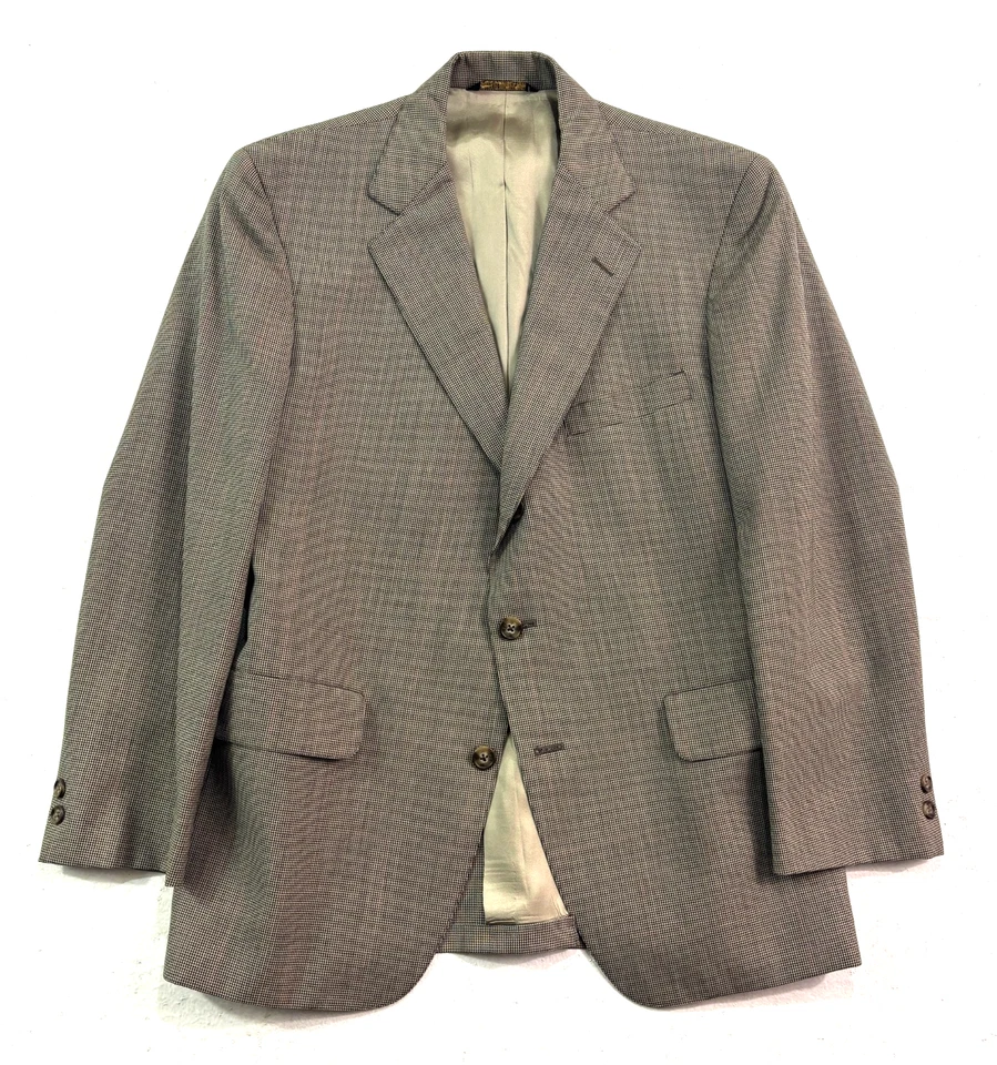 De Colección Años 90 Huntington 38S 30x30 2 piezas Pantalón Traje Micro Pata de Gallo Beige Negro EE. UU. - Imagen 2 de 4