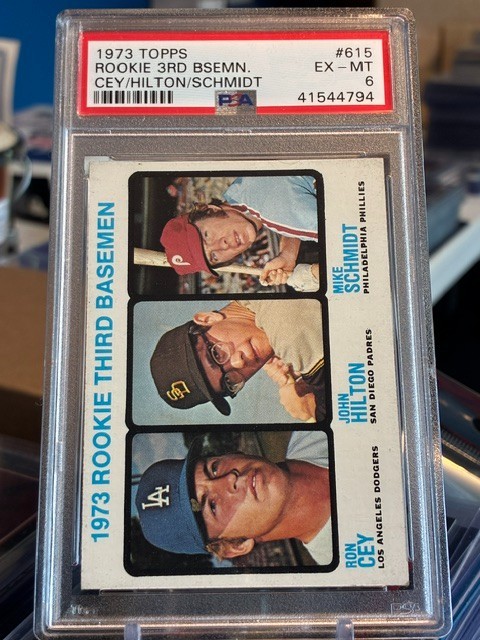 1973 Topps #615 Rookie 3rd Baseman Ron Cey Mike Schmidt PSA 6 EX-MINT RC
