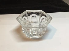 Lacy Glass Era 1825-1850 Hexagonal Shape Flower Base Patterned Open Salt Cellar