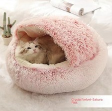 2 In 1 Dog And Cat Bed Pet Winter Bed Round Plush Warm Bed House Soft Long Plush