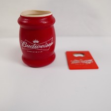 De colección Budweiser Barril Espuma Lata Koozie Bebidas Enfriador y Bolsillo Abridor De Botellas De Colección