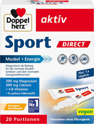 Doppelherz Sport DIRECT - Vegane Energie für Sportler - 20 Portionen Orange