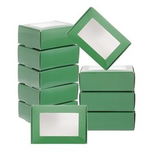 3.4"x2.4"x1.2" Small Paper Boxes with Window, 30 Pack Soap Box, Emerald Green