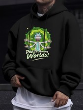 Men's Rick and Morty Official Hooded Sweatshirt - Rick  Morty Character Graphic