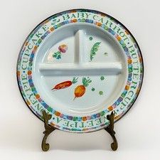 MacKenzie-Childs Enamelware Divided Childrens Plate Vegetables Peas Carrots 9  