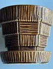 VINTAGE 1950's McCOY BASKETWEAVE BROWN 3-3/8 INCH FLOWER POT/PLANTER WITH SAUCER