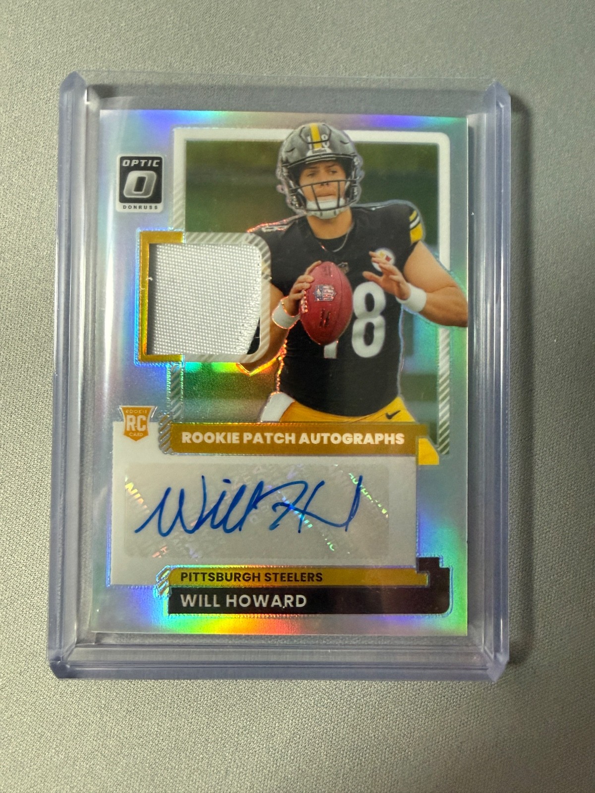 2025 Donruss Optic Will Howard Holo Prizm 2 Color Rookie Patch Auto /35 #RPA-WHD