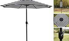  9' Patio Umbrella Outdoor Table Umbrella with 8 Sturdy Ribs () Black and White