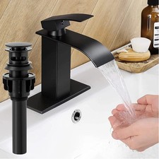 Black Waterfall Bathroom Sink Faucet Single Handle 1 or 3 Hole Washbasin Faucet