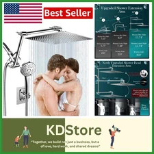 Luxury 12" Rain Shower Head Combo with Adjustable Extension & Handheld Spray