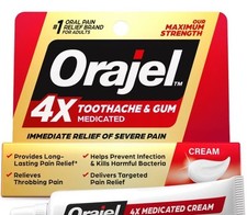 Orajel 4X Medicated Toothache & Gum Cream Maximum Strength 0.33 OZ