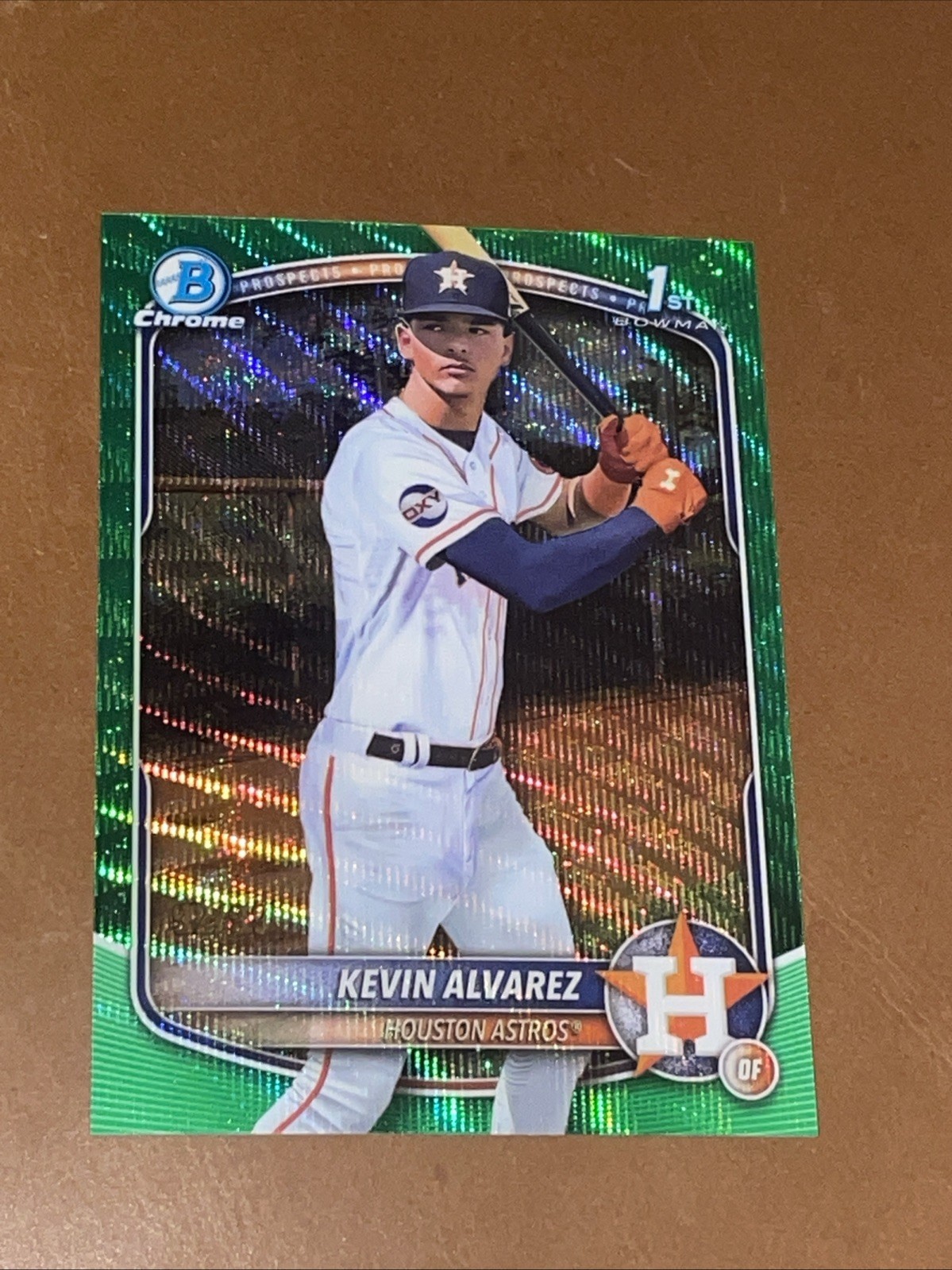 2025 Bowman Chrome Prospects Kevin Alvarez 1st  GREEN WAVE REF#’d /99 #BCP-227