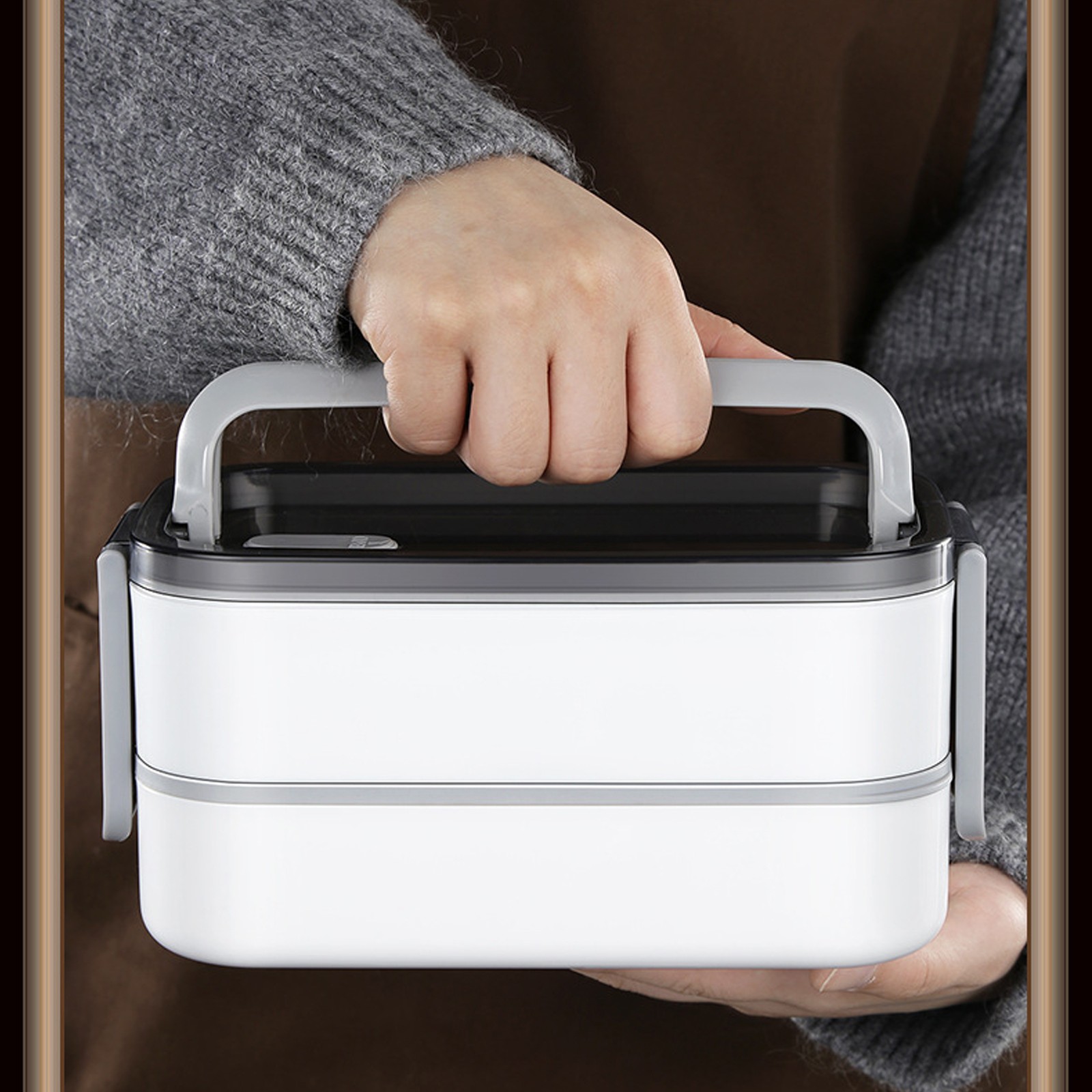 Box 304 Stainless Steel Microwaveable With Chopsticks And Spoon Double Lay