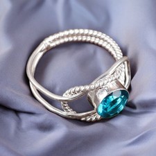 December Birthstone Apatite Gemstone Jewelry 925 Solid Silver Ring All Size DY