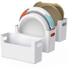 3Pcs Paper Plate Dispenser for 6-9.5 Inch Disposable Plates, Space-Saving Pla...