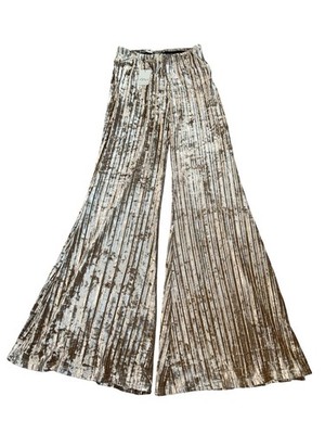 Free People Women s Star Sign Velvet Wide Leg Flare Pants Champagne XS NWT