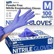 Medical Nitrile Exam Gloves, Blue Iris, Powder-Free Food-Safe Disposable Glove