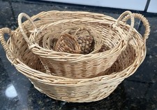 Vtg. Miniature Wicker Rattan Baskets Doll, Craft, Boho Farmhouse Decor