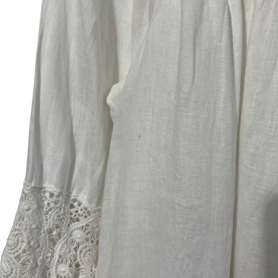 Blusa de lino Charter Club para mujer talla grande 2X borde de encaje otoño disfraz de Halloween Foto 4 de 4