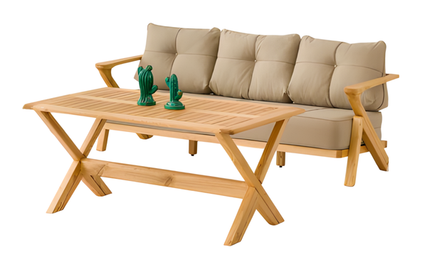 GartenmöBel Set Aus Holz In Beige, Stilvoll Und Wetterfest-image